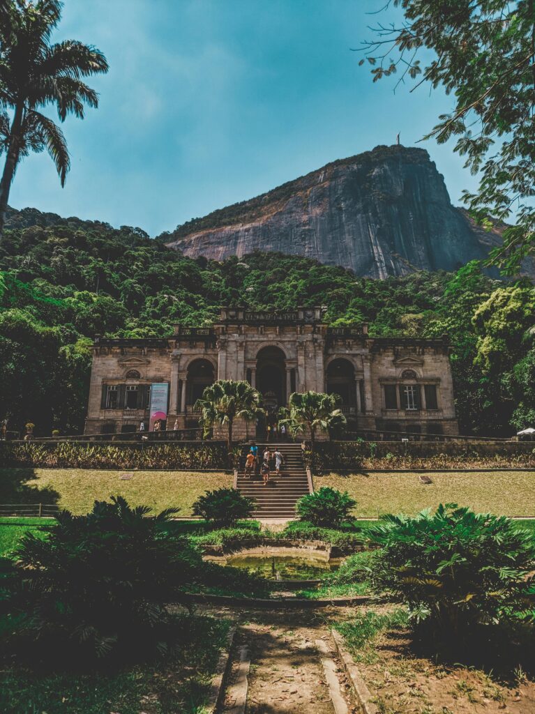 Old building facade near mountain